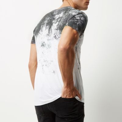White cracked fade print T-shirt